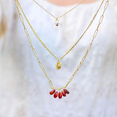 Sun Moon Star Rose Quartz Necklace-Your Soul Place